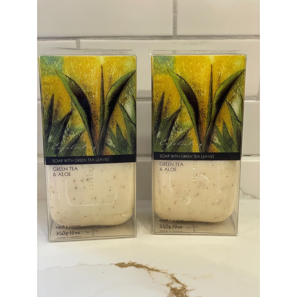 Asquith & Somerset Exfoliating Bar Soap‎ Green Tea & Aloe 12 oz Lot of 2 New